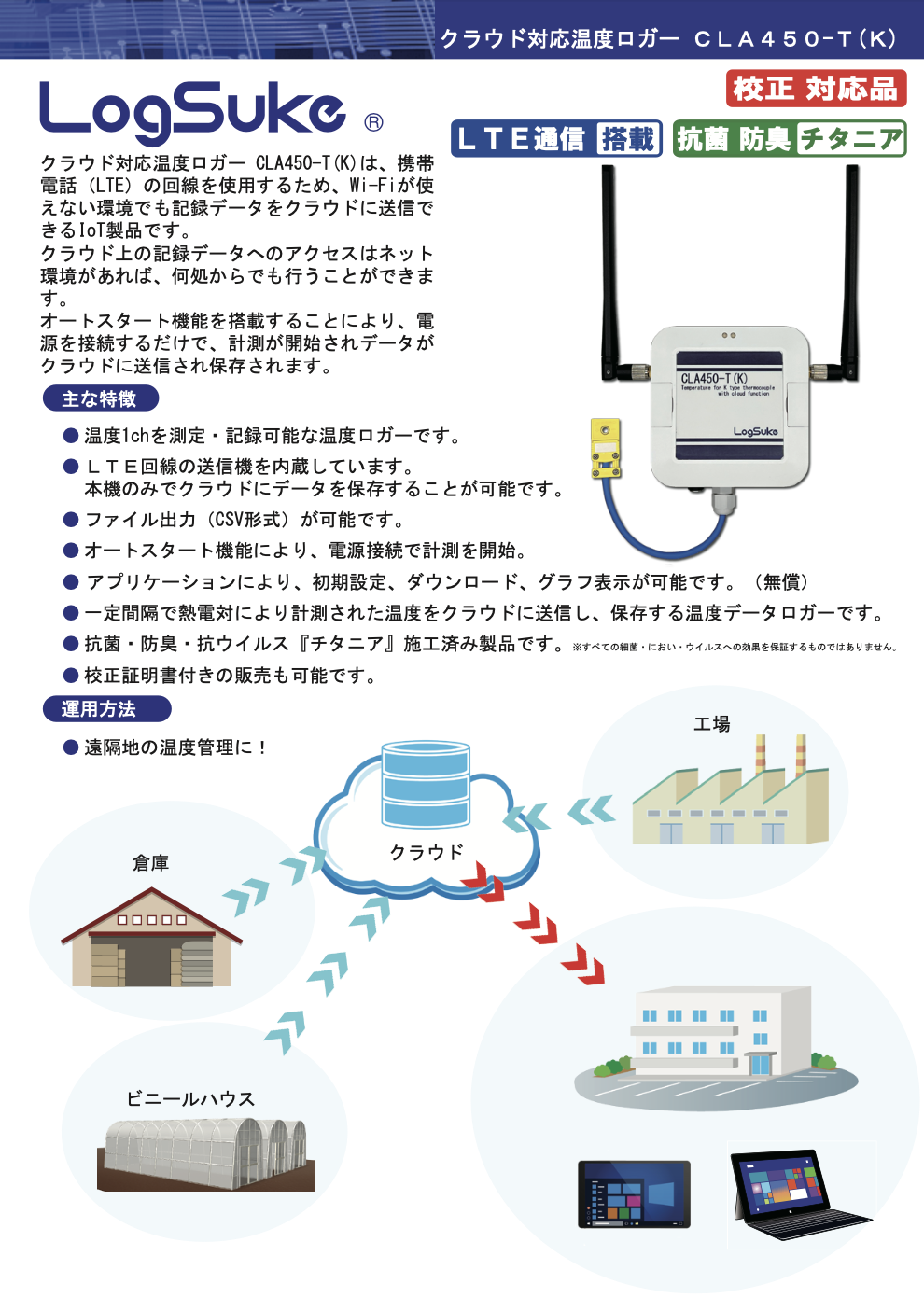 クラウド対応 温湿度ロガー